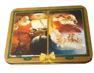Coca-Cola Nostalgia Playing Cards Santa 1951 & 1949 2 Decks In Tin 1997 Vintage - Picture 1 of 7
