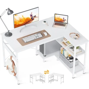 40 Inch Small L Shaped Computer Desk, Corner Desk with Reversible Storage She... - Picture 1 of 6