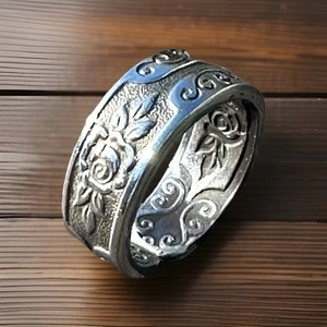 Vintage japanischer Löffel Ring Edelstahl umfunktioniert Besteck Band Größe 11 - Bild 1 von 6