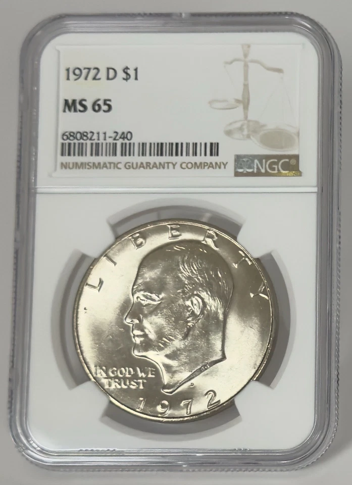 1972-D Ike Dollar MS65 NGC Eisenhower Dollar DDO DDR RPM Errors - Image 1 of 4