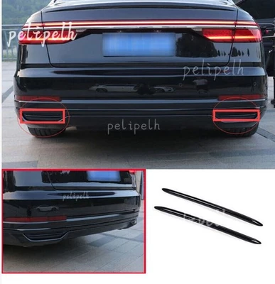 Protector de tira de parachoques trasero negro brillante para Audi A8-Quattro 2019-2021 Foto 1 de 3