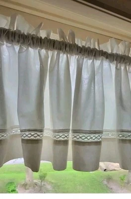 De colección CORTINAS DE CAMPO Algodón Crudo Cenefa de Cortina 13.5x70 Ojales Borde de Encaje  Foto 1 de 4