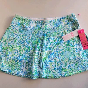 NWT Lilly Pulitzer Luxletic Aila Skort Size Med UPF 50+ Hydra Blue Dandy Lions - Picture 1 of 9