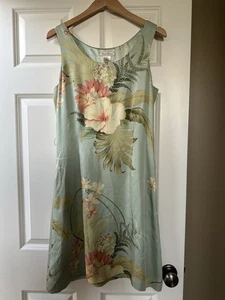 Tommy Bahama Dress Midi Hawaiian Flowers 100% Silk Size 10 No Belt - Picture 1 of 5