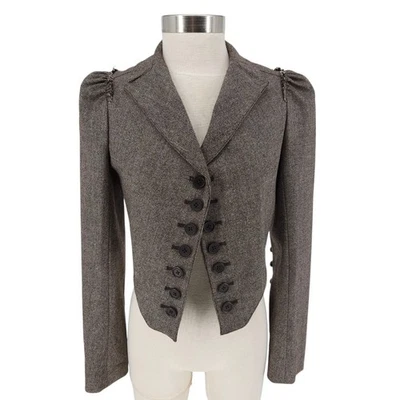 Robert Rodriguez Military Tuxedo Blazer Wool Brown Puff Long Sleeve Button 10 - Image 1 of 4