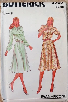 Vintage  Butterick 3707 Misses sz 8 Loose Flared Dress Below Mid Knee 1970's - Image 1 of 4
