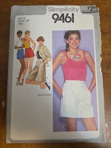 Simplicity 9461 Sewing Pattern Size 14 Waist 28  Shorts in 3 Lengths Uncut 1980s - Picture 1 of 5