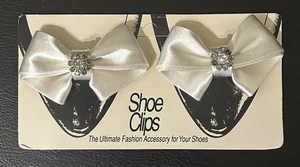 Neu Vintage Sammlerstück Damen Strass weiße Schleife Schuhclips - Bild 1 von 3