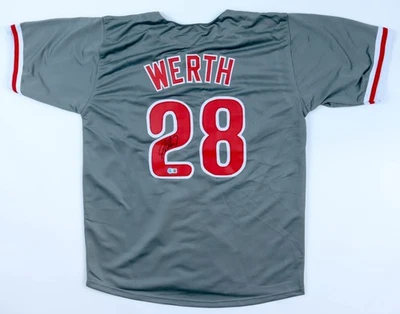 Camiseta personalizada firmada por Jayson Werth de los Philadelphia Phillies Beckett Witnessed Foto 1 de 3