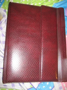 Vintage kleiner Weltgrüße Planer braun Kunstleder 3 Ringe Ordner Organizer - Bild 1 von 3