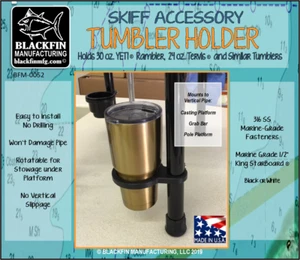 Tumbler Drink Holder for Skiff Boat - Holds YETI, RTIC, Ozark, 30/20 oz. - Pipe  - Picture 1 of 5
