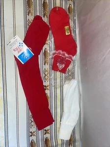 Two pairs of Red Girls Vintage Nylon Socks Sz 8 (white pair not included) - Picture 1 of 4