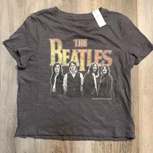 The Beatles Women Top Gray Shirt Logo Forever Soft Crew Neck Tee SIZE Small NWT - Picture 1 of 5