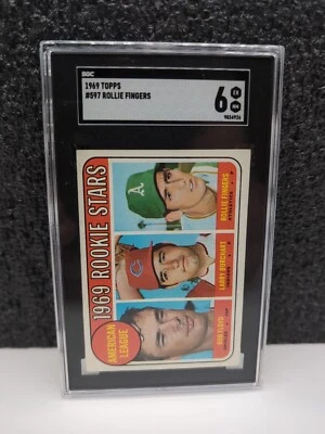 1969 Topps Rollie Fingers Rookie Oakland Athletics #597 SGC 6 EX casi nuevo Foto 1 de 3