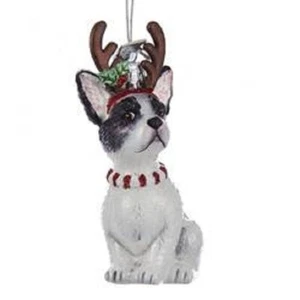Glass Dog FRENCH BULLDOG w/Antlers Christmas Ornament...Clearance Priced - Picture 1 of 1