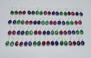 Großhandel 36PR 925 Sterling Smaragd Simulierte Rubin Saphir Ohrring Menge C232 - Bild 1 von 1