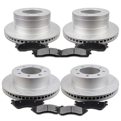 Front & Rear Drilled Slotted Brake Rotors And Pads For Dodge Ram 1500 2500 3500 - Image 1 of 4