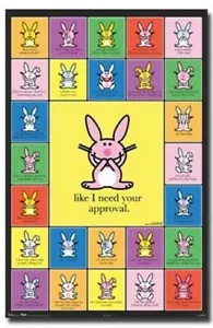 HAPPY BUNNY POSTER Funny Jokes Grid RARE HOT NEW 24X36 - Picture 1 of 1