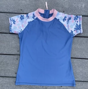 Girls Eddie Bauer Blue & Pink Rash Guard Top Size M 10/12 - Picture 1 of 5