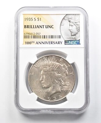 Dólar de plata BU 1935-S Peace NGC *1625 Foto 1 de 3