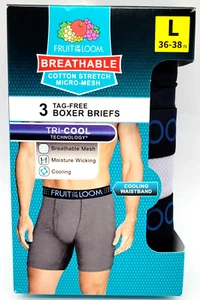 Fruit Of The Loom Tag Free Cotton Stretch Micro Mesh Boxers Briefs Size L - Picture 1 of 4