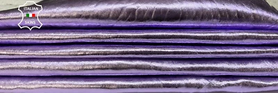 METALLIC LILAC PINK TEXTURED Thick Lambskin leather 2 skins 12sqf 1.2mm #B6707 - Image 1 of 4