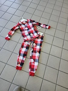 NWT Girl M(8) Christmas Pajamas Jammies For Your Families Plaid Fleece Santa - Picture 1 of 9