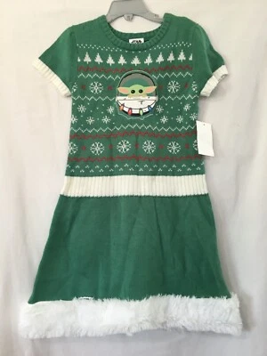 New Disney Star Wars The Mandalorian Knit Sweater Dress S 6/6x Green - Image 1 of 4