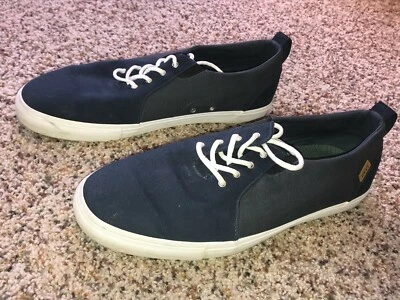 REEF Otto men's navy blue canvas lace-up sneakers boat shoes 12 US / 45 EUR - Image 1 of 4
