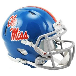 Mini casco de fútbol americano Ole Miss Rebels azul Riddell Speed en polvo - Imagen 1 de 3