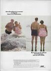 1967 Scandinavian Airlines Heavy Older Man Woman Beach Surf Original Print Ad
