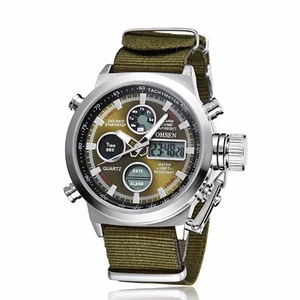 Reloj de pulsera para hombre ejército analógico digital cuarzo verde nailon lona deporte 3 cajeros automáticos - Imagen 1 de 9