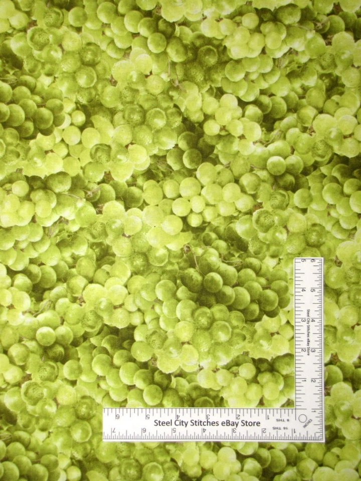 Farmers Market Verde Uvas Fruta Alimento Tela Algodón RJR Retirado por Yarda Foto 1 de 1