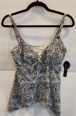 Blusa regata feminina tamanho 10 estampa preta e branca por maiôs para todos nova com etiquetas - Imagem 1 de 4