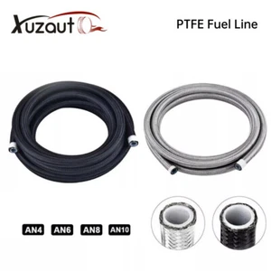 4AN 6AN 8AN 10AN Nylon & Stainless Steel PTFE Braided Fuel Hose Oil Gas Air Line - Picture 1 of 12