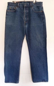 Jeans Levi 501 Calce Original Para Hombre Talla 34x30 Azul Denim Pierna Recta Lavado Mediano De Colección - Imagen 1 de 15