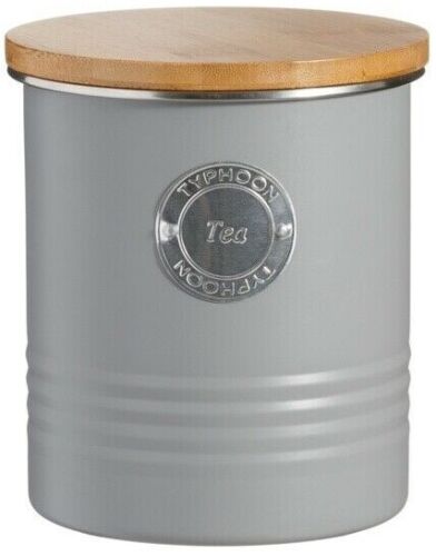 Typhoon Living Air Tight Tea Storage Canister with Bamboo Wood Lid - Grey