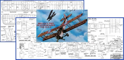 Model Airplane Plans (RC): de Havilland DH-4 68½" 1/8 Scale for .40-.60 Engine - Image 1 of 4