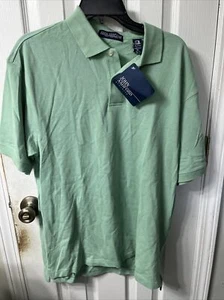 NEW John Ashford Polo Green Shirt Easy Care Light Breathable Golf Mens Medium - Picture 1 of 5