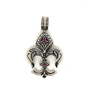 925 Sterlingsilber Rubin Fleur de Lis Anhänger 32 Gramm - Bild 1 von 3