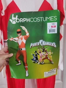 Adult Red Power Ranger Morphsuit Bodysuit Mens XXL 2XL Halloween Costume - EUC - Picture 1 of 8