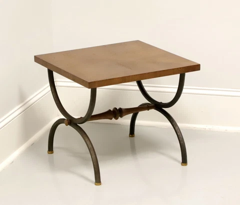 TOMLINSON 1960's Walnut Square Accent Table with Metal Legs - B Cover
