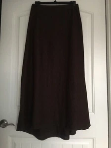 FLAX JEANNE ENGELHART BROWN 100% LINEN HI LOW HEM ELASTIC WAIST SKIRT SZ 3G/3XL - Picture 1 of 5
