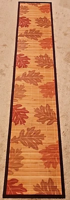 BAMBOO TABLE RUNNER Slats Not Sticks Autum Leaf Pattern 6' X13” - Image 1 of 4