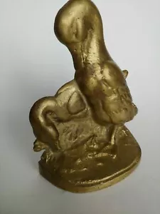 Massiver Messing zwei Enten Ente Buchstütze Türstopper Mid Century Modern - Bild 1 von 11