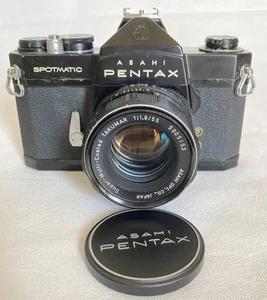 Pentax Sp Spotmatic Film Camera Black Super Multi Coated Takumar 55Mm F1.8 M42 - Picture 1 of 10