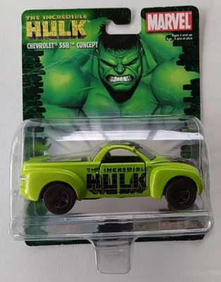 Incredible Hulk Chevy SSR Concept Car con Pull Back & Go Power Marvel Diecast Foto 1 de 4