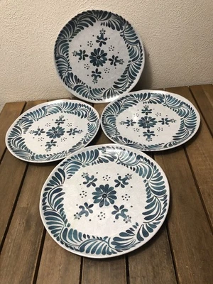 ARTISAN DE LUXE MELAMINE FLORAL 11" DINNER PLATES  BLUE SET OF 4 NWOT - Image 1 of 4