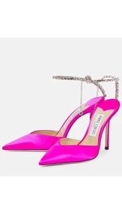 JIMMY CHOO SAEDA 100 SATIN PUMPS FUCHSIA PINK GR. 39 - Bild 1 von 6