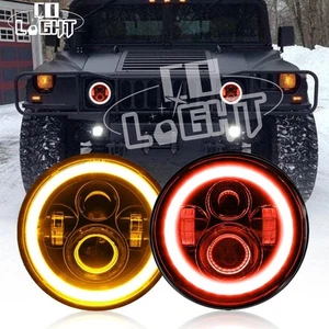 Par de faros LED redondos de 7" pulgadas para Hummer H2 2003-2009 ROJOS Halo DRL Hi-Lo - Imagen 1 de 12